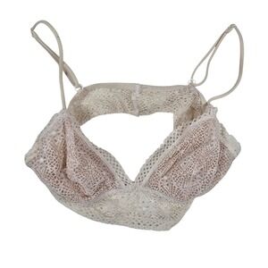 Victorias Secret Cream Sheer Lace Bralette Unlined Wireless Bra Small S/P